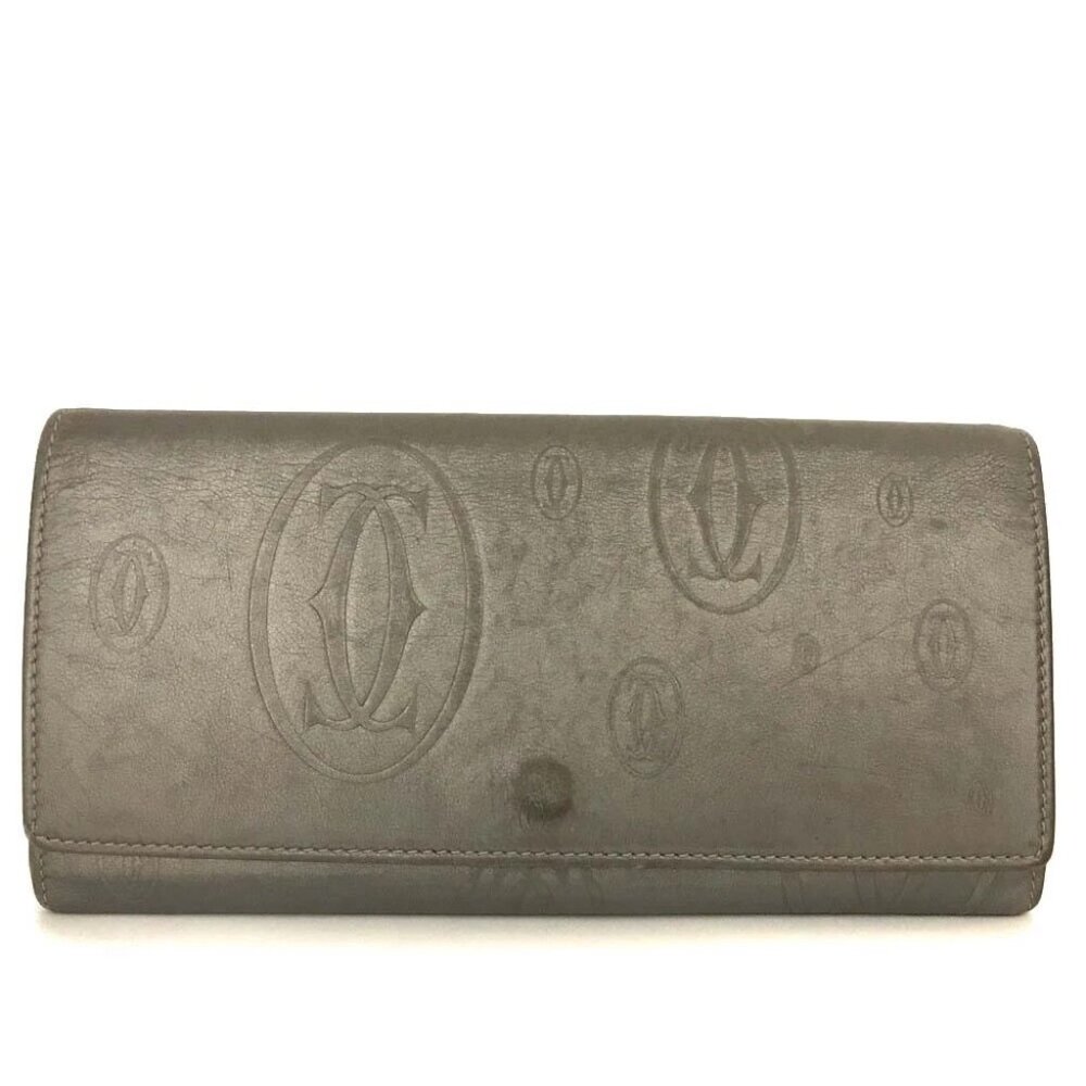 Cartier Happy Birthday Leather Long Bifold Wallet Gray/2BE0978